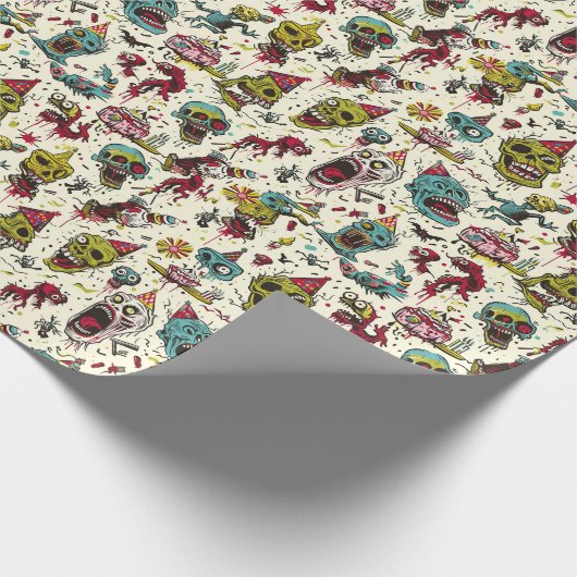 Karikaturenkulls Halloween Geschenkpapier (Ecke)