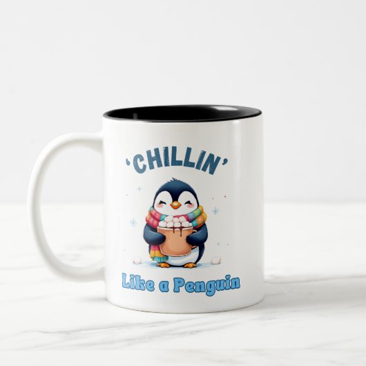 Karikaturenpinguin, Chillin wie ein Pinguin Winter Zweifarbige Tasse (Links)