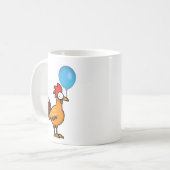 Karikaturhahn mit blauem Luftballon Kaffeetasse (Vorderseite Links)