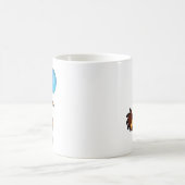 Karikaturhahn mit blauem Luftballon Kaffeetasse (Mittel)