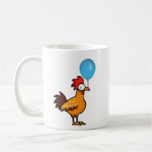 Karikaturhahn mit blauem Luftballon Kaffeetasse (Links)