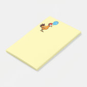 Karikaturhahn mit blauem Luftballon Post-it Klebezettel (angewinkelt)