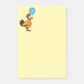 Karikaturhahn mit blauem Luftballon Post-it Klebezettel (Vorderseite)
