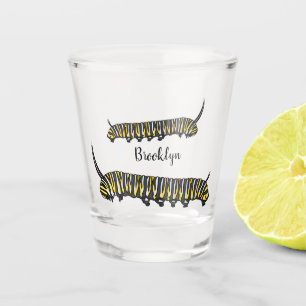 Karikaturillustration der Monarch-Raupe Schnapsglas
