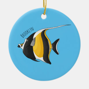 Karikaturillustration des Mohrenfalterfisches Keramik Ornament