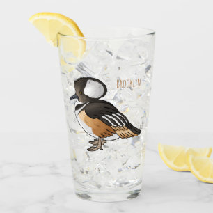 Karikaturillustration eines Kappensäger-Vogels Glas