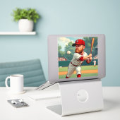 "'Karikaturische Darstellung des amerikanischen Ba Aufkleber (Laptop auf Schreibtisch)