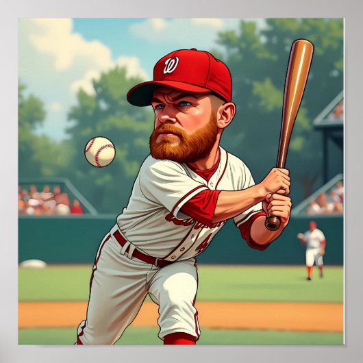 "'Karikaturische Darstellung des amerikanischen Ba Poster (Vorne)