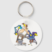 Karikaturist am Arbeitsplatz Schlüsselanhänger (Rückseite)