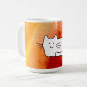 Karikaturkatze Kritzel-Linienzeichnung Kaffeetasse (Vorderseite Links)