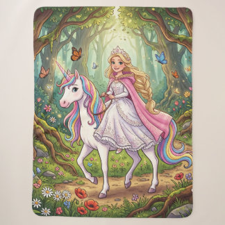 Karikaturprinzessin reitet auf dem Einhorn Sherpadecke