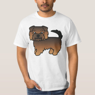 Karikaturzeichnung eines Norfolk-Terriers mit Griz T-Shirt