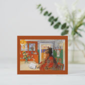 Karin liest am Abend Postkarte (Stehend Vorderseite)