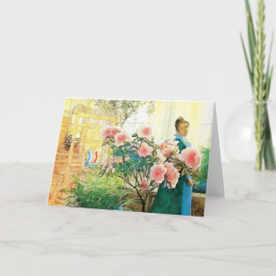 Karin mit rosa Blume und ihre Lounge Karte