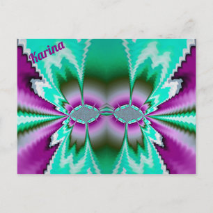 KARINA ~ 3D-Fraktal Design Muster ~ Green Lila Postkarte