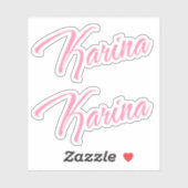Karina Decorative Name in Pink x2 Aufkleber (Blatt)
