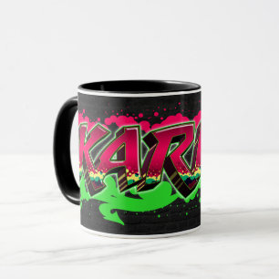 Karina Vorname Name Graffiti red green Tasse