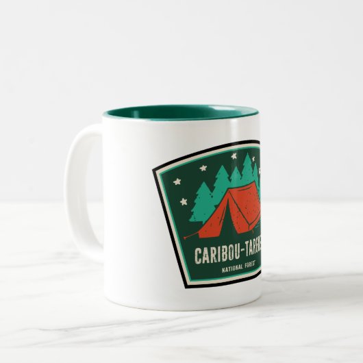 Kariou-Targhee National Forest Camping Zweifarbige Tasse (Vorderseite Links)