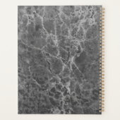 Karkohle Black Modern Marble Monogram Planer (Rückseite)