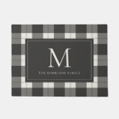 Karkohle & Elfenbeinfarben, Kariert Monogramm und  Fußmatte (Vorderseite)