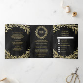 Karkohle, Grau-Gold-Leaf-Zweigstelle Dreifach Gefaltete Einladung (Innenseite)