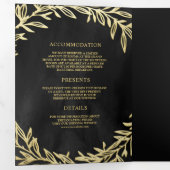 Karkohle, Grau-Gold-Leaf-Zweigstelle Dreifach Gefaltete Einladung (Innen Erste Seite)