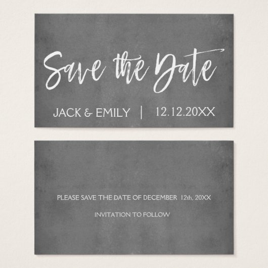 Karkohle Grau oder Silber Save the Date (Vorne & Hinten)