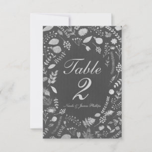Karkohle Grau & Silver Floral Wedding Table Card Einladung