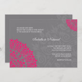 Karkohle, grau und heiß rosa Damaskus Einladung (Vorne/Hinten)