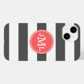Karkohle Grau- und Korallenbreite Streifen-Monogra Case-Mate iPhone Hülle (Rückseite (Horizontal))