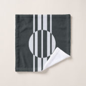 Karkohle Grau und Weiß Abstrakt Badhandtuch Set (Waschlappen)