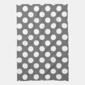 Karkohle Grau und Weiße Polka Dot Geschirrtuch (Vertikal)