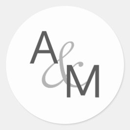 Karkohle-Grau- und Weißmonogramm-Umschlag Aufklebe Runder Aufkleber