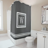 Karkohle Grau und White Classic Square Monogramm Duschvorhang (Beispiel)