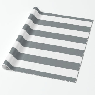 Karkohle Grau, weißes XL Streifen Muster Geschenkpapier