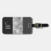 Karkohle-Graue Blockstreifen Gepäckanhänger (Vorderseite horizontal)