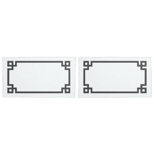 Karkohle Graue griechische Schlüsselgrenzengröße Kissenbezug (Vorderseite-Set)