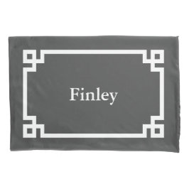 Karkohle-Graue griechische Schlüsselmonogramm-Norm Kissenbezug