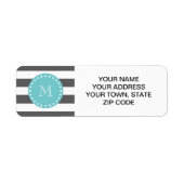 Karkohle-Graue Streifen-Muster, Aquamarines Monogr (Vorne)