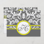 Karkohle-Graue und gelbe Verschlusskarten RSVP Karte (Vorne/Hinten)