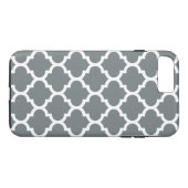 Karkohle Graues weißes marokkanisches Quatrefolien Case-Mate iPhone Hülle (Rückseite (Horizontal))