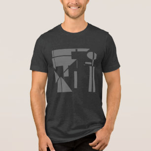 Karkohle Gray Shapes Geometric Abstrakt MCM größer Tri-Blend Shirt