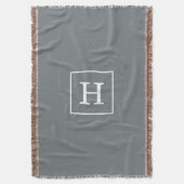 Karkohle Gray White Gerahmt Initial Monogram Decke (Vorderseite Vertikal)