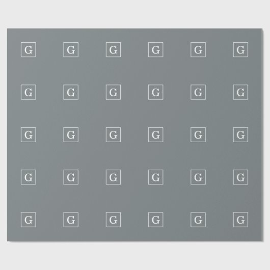 Karkohle Gray White Gerahmt Initial Monogram Geschenkpapier (Flach)