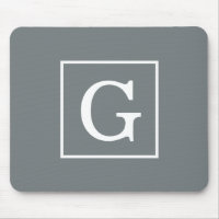 Karkohle Gray White Gerahmt Initial Monogram