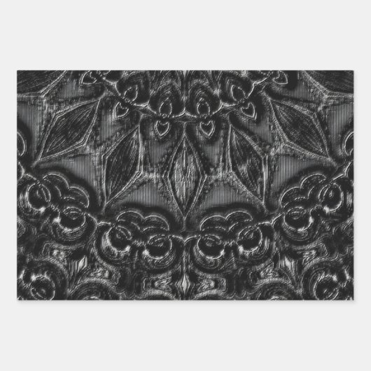 Karkohle Mandala Wrapping Paper Sheets Geschenkpapier Set (Vorderseite)