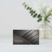 Karkohle-Monogramm und Metallbrille Grau-ID1040 Visitenkarte (Stehend Vorderseite)