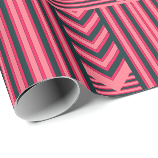 Karkohle Rosa Streifen Editable Elegante Monogram Geschenkpapier (Rolleneckpunkt)