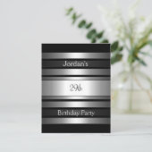 Karkohle Silberstreifen 29. Geburtstagsparty Einladung (Stehend Vorderseite)