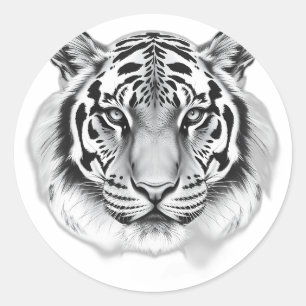 Karkohle-Sketch des Tigergefechtes Runder Aufkleber